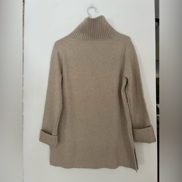 Vince beige Cowl Neck Sweater Mixed-Gauge Wool-Cashmere Turtleneck Tunic xs - Picture 7 of 9